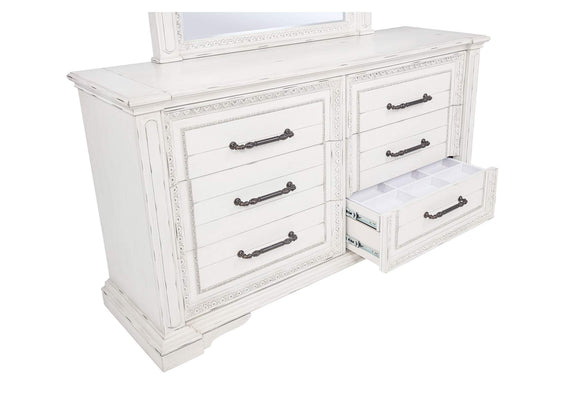 215873M McKinney 6-drawer Bedroom Dresser with Mirror Vintage White