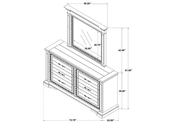 215873M McKinney 6-drawer Bedroom Dresser with Mirror Vintage White