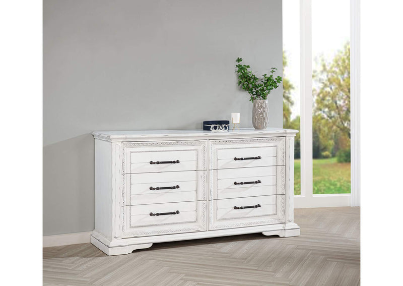 215873 McKinney 6-drawer Bedroom Dresser Cabinet Vintage White
