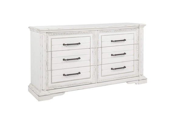 215873 McKinney 6-drawer Bedroom Dresser Cabinet Vintage White