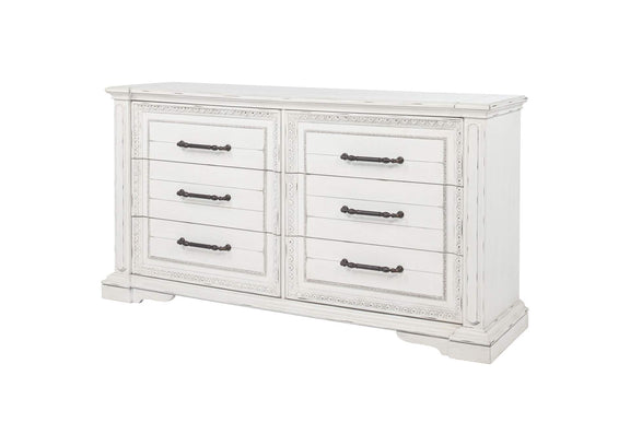 215873 McKinney 6-drawer Bedroom Dresser Cabinet Vintage White
