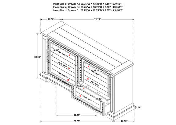 215873 McKinney 6-drawer Bedroom Dresser Cabinet Vintage White