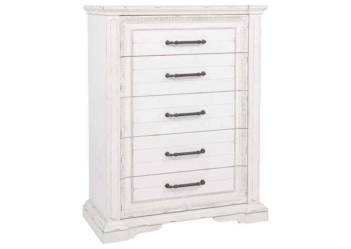 215875 McKinney 5-drawer Bedroom Chest of Drawers Vintage White