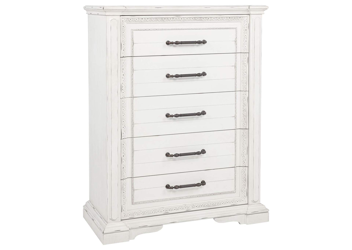 215875 McKinney 5-drawer Bedroom Chest of Drawers Vintage White
