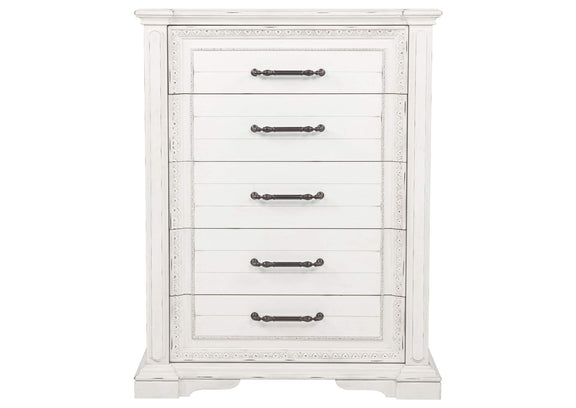 215875 McKinney 5-drawer Bedroom Chest of Drawers Vintage White