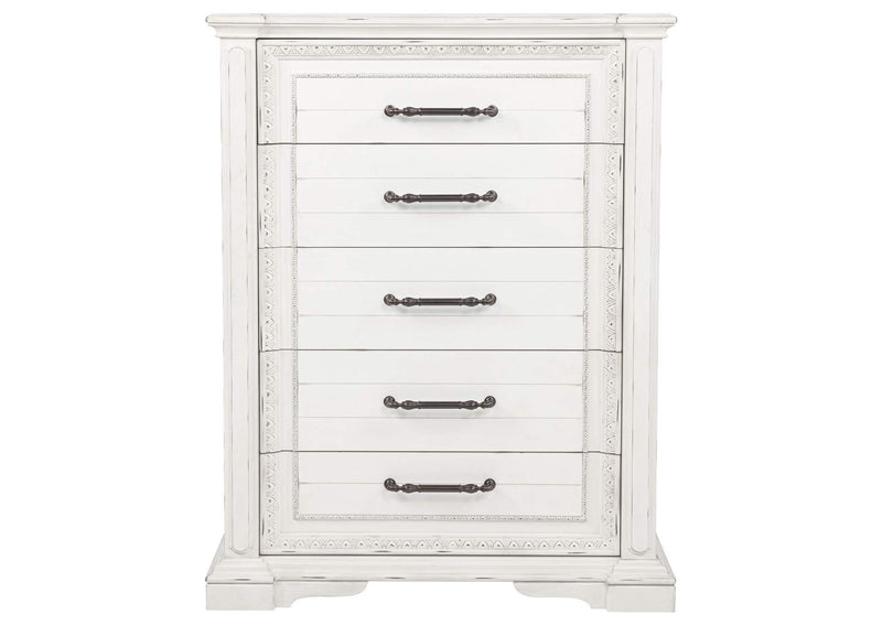 215875 McKinney 5-drawer Bedroom Chest of Drawers Vintage White