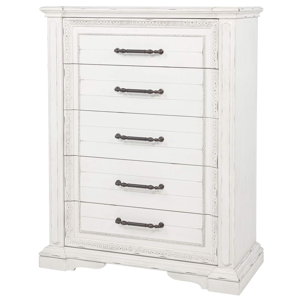 215875 McKinney 5-drawer Bedroom Chest of Drawers Vintage White