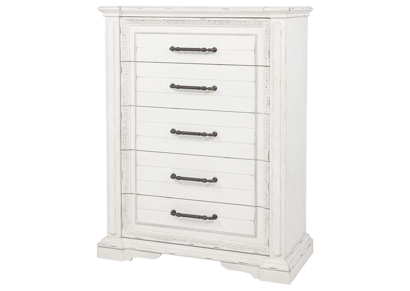 215875 McKinney 5-drawer Bedroom Chest of Drawers Vintage White