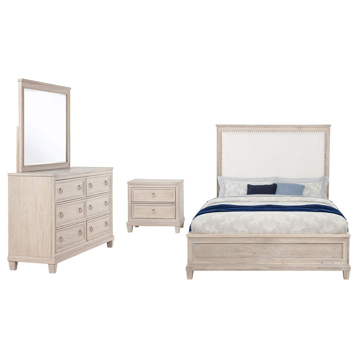 215921KE-S4 Pembroke 4-piece Eastern King Bedroom Set Washed Oak
