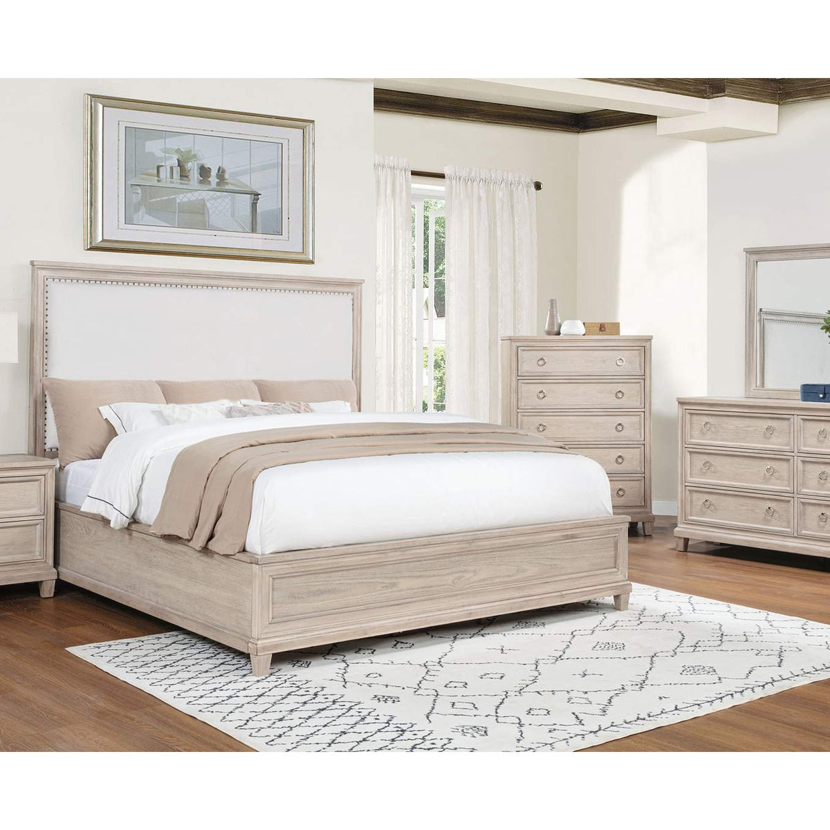 215921Q Pembroke 66-inch Queen Panel Bed Washed Oak
