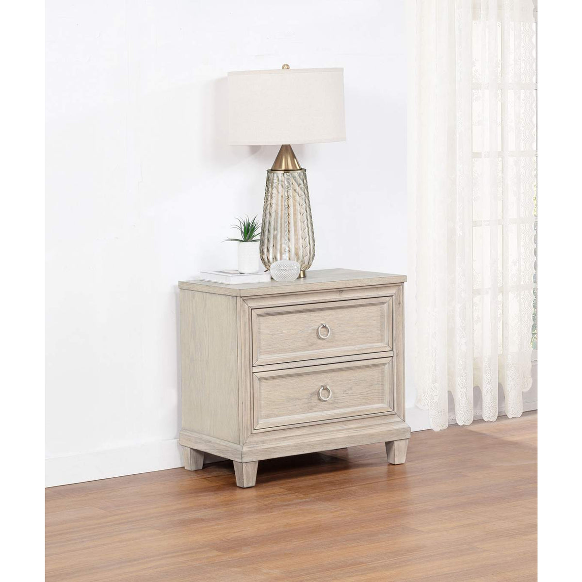 215922 Pembroke 2-drawer Nightstand Bedside Table Washed Oak