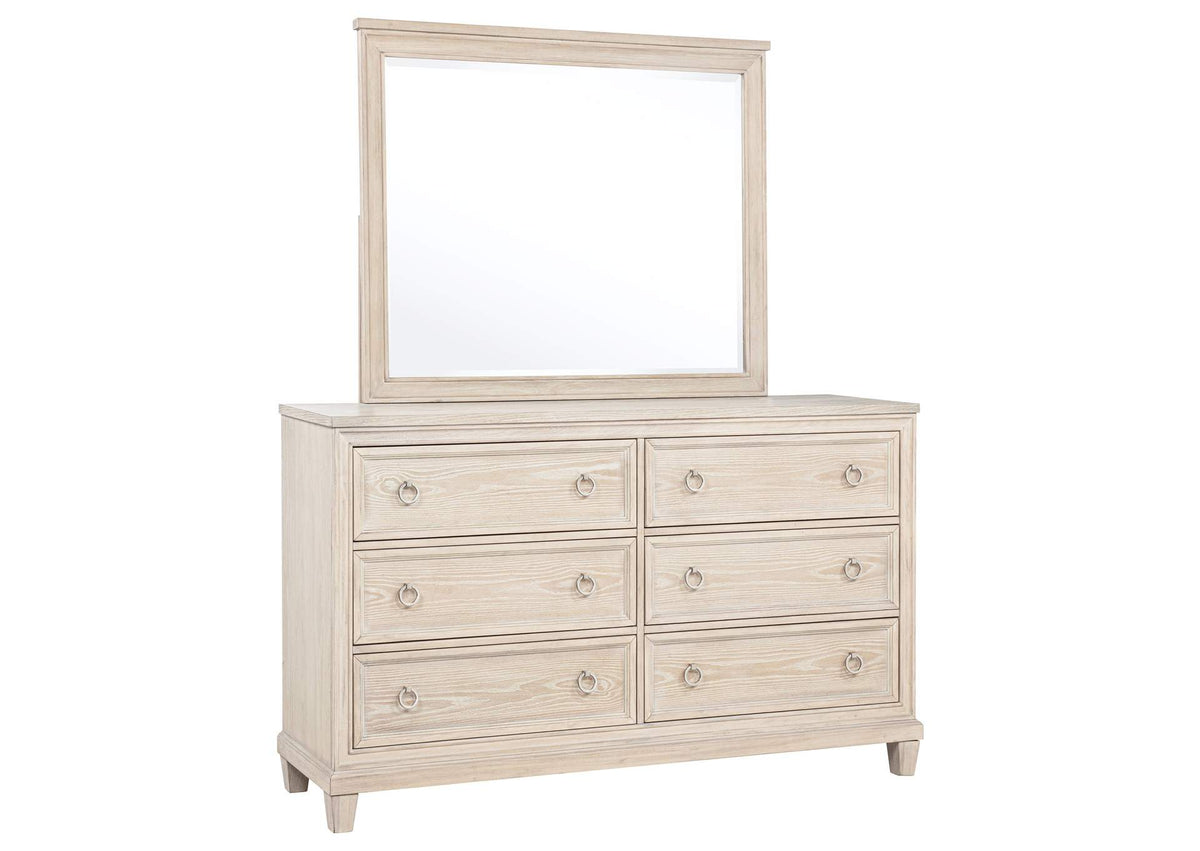 215923M Pembroke 6-drawer Bedroom Dresser with Mirror Washed Oak