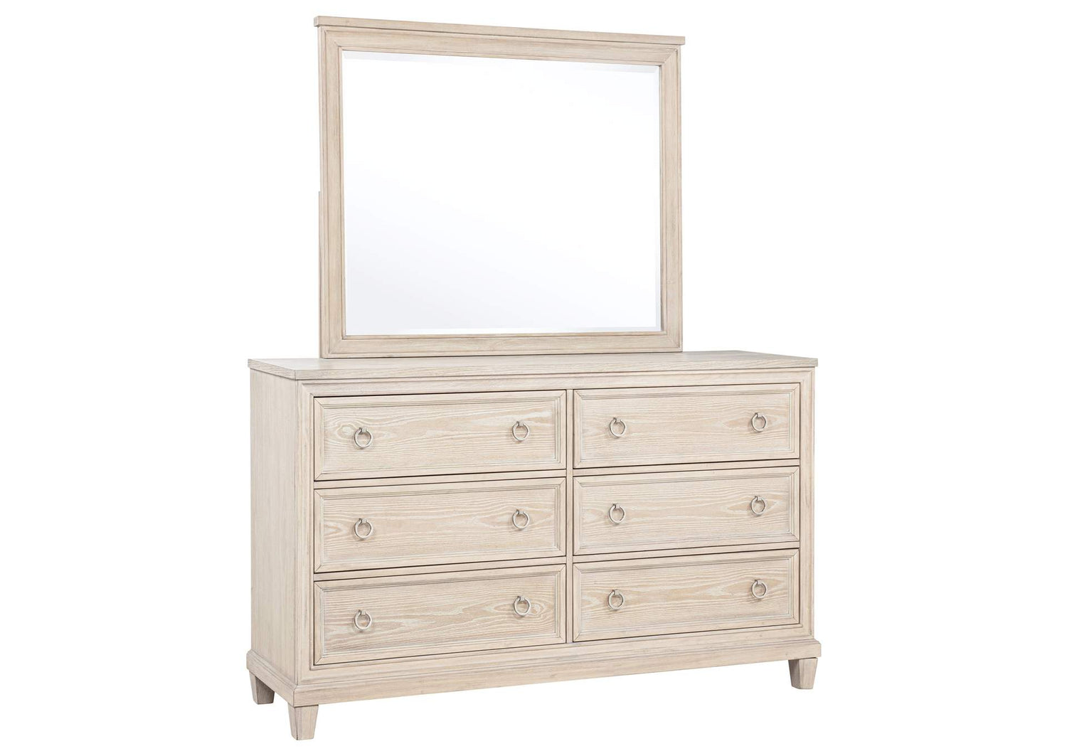215923M Pembroke 6-drawer Bedroom Dresser with Mirror Washed Oak
