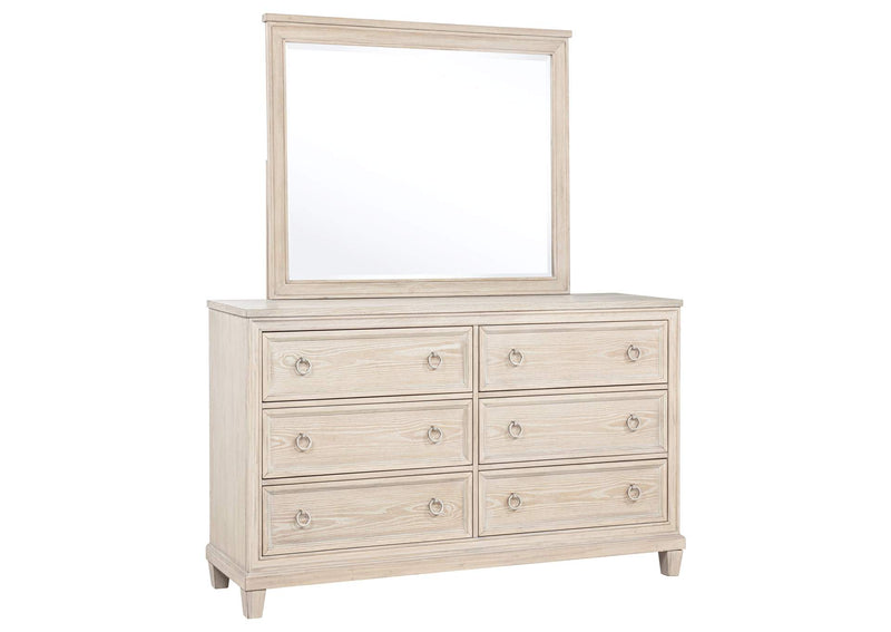 215923M Pembroke 6-drawer Bedroom Dresser with Mirror Washed Oak