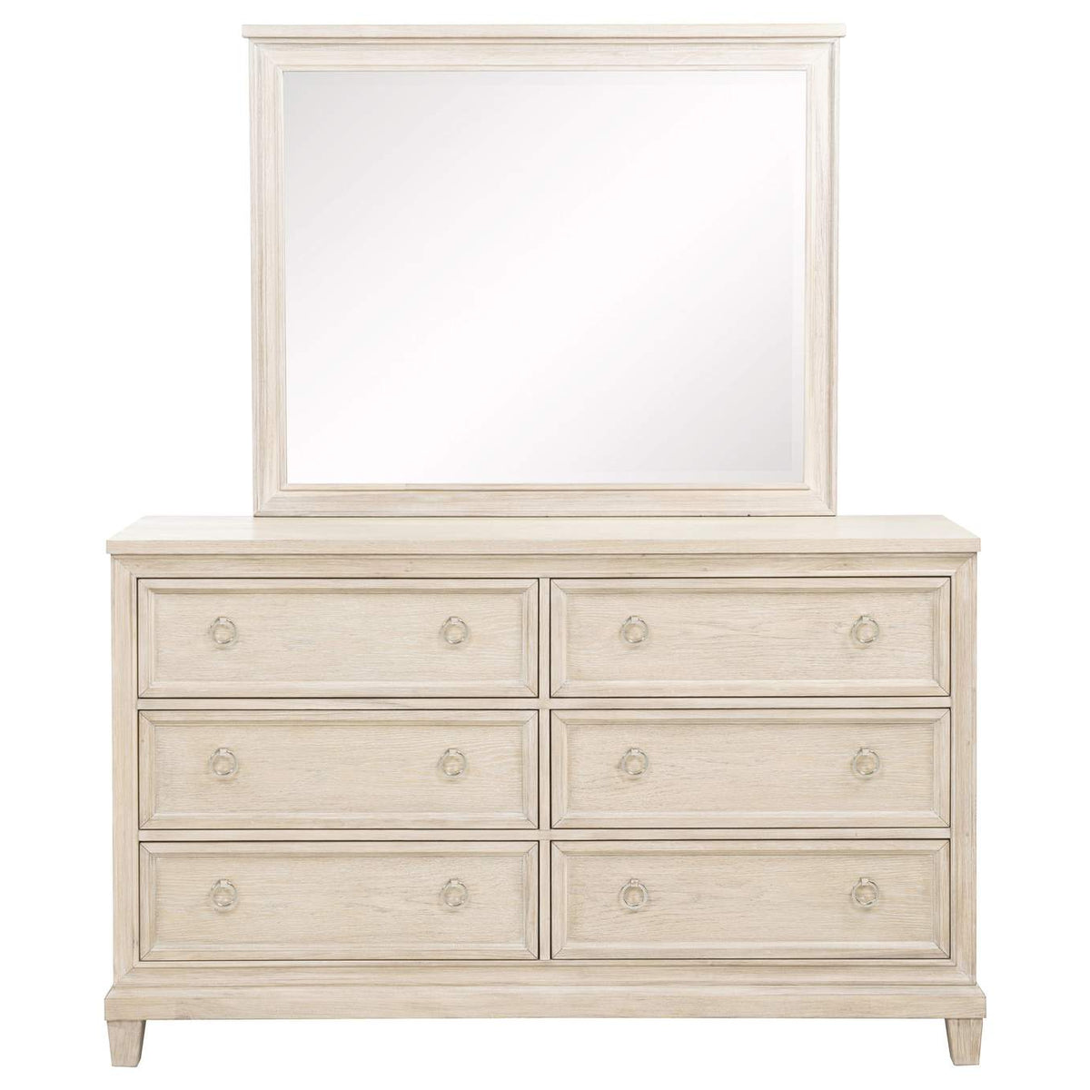 215923M Pembroke 6-drawer Bedroom Dresser with Mirror Washed Oak