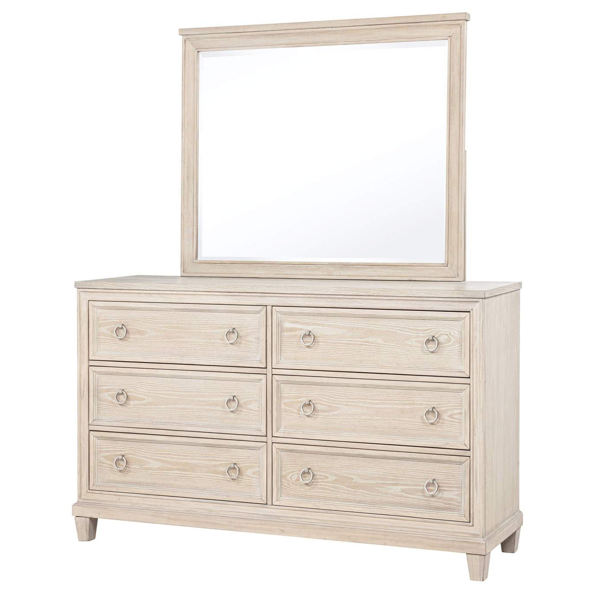 215923M Pembroke 6-drawer Bedroom Dresser with Mirror Washed Oak