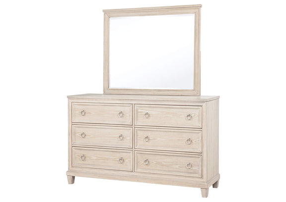215923M Pembroke 6-drawer Bedroom Dresser with Mirror Washed Oak