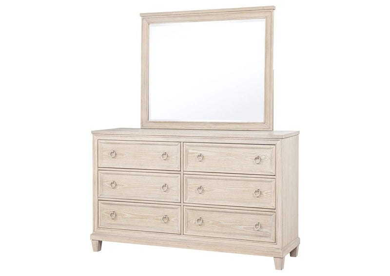 215923M Pembroke 6-drawer Bedroom Dresser with Mirror Washed Oak