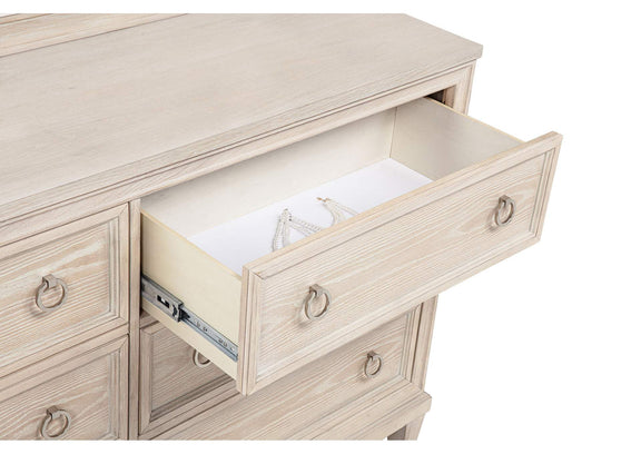 215923M Pembroke 6-drawer Bedroom Dresser with Mirror Washed Oak