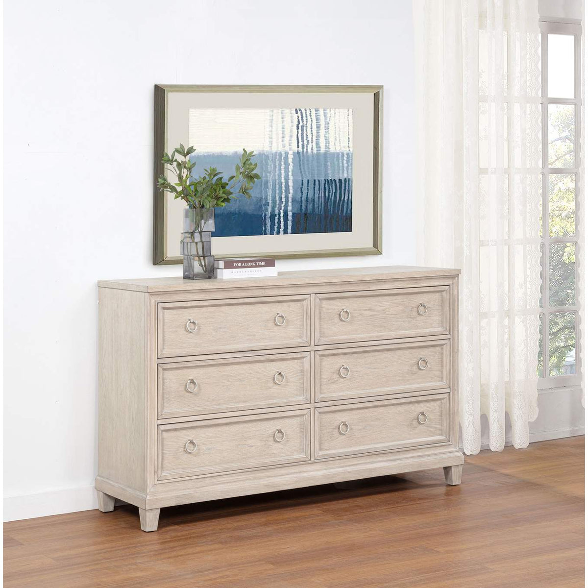 215923 Pembroke 6-drawer Bedroom Dresser Cabinet Washed Oak