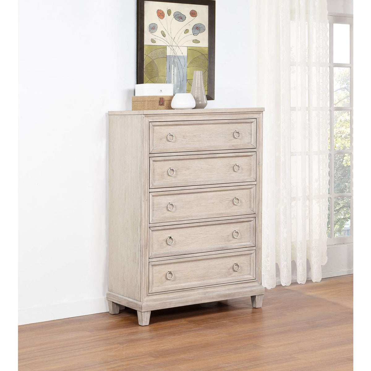 215925 Pembroke 5-drawer Chest of Drawers Washed Oak