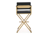 TOV-K3669 Director Black Performance Vegan Leather and Gold Steel Barstool