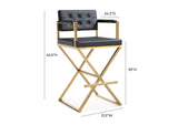 TOV-K3669 Director Black Performance Vegan Leather and Gold Steel Barstool