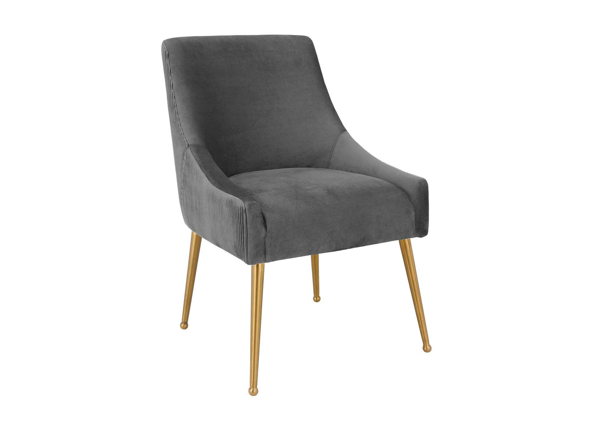 TOV-D6394 Beatrix Pleated Grey Velvet Side Chair