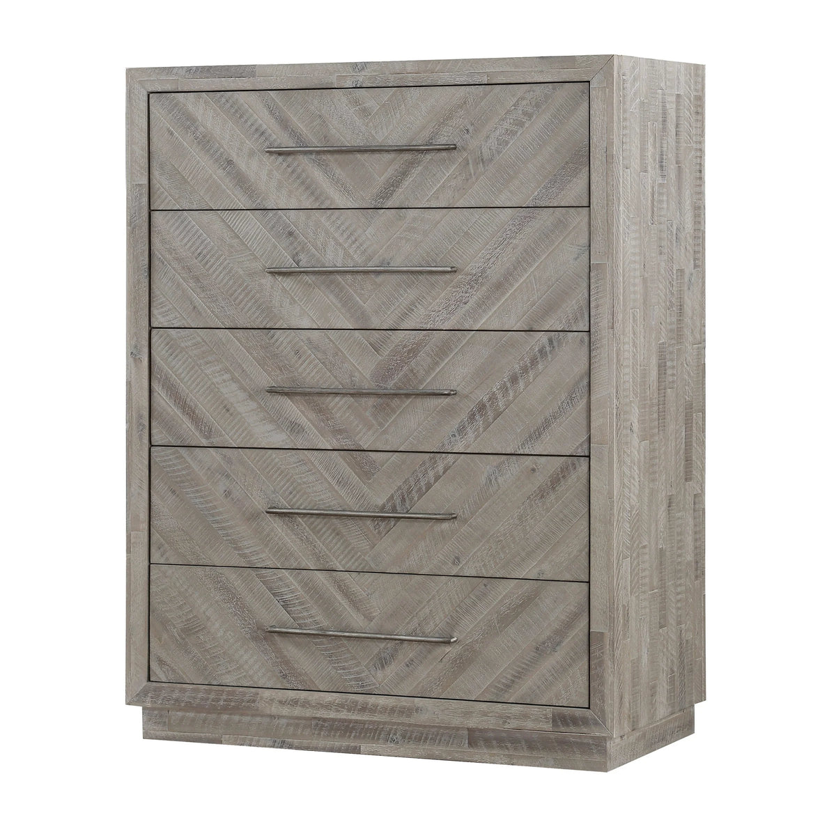 Alexandra Solid Wood Five Drawer Chest in Rustic Latte