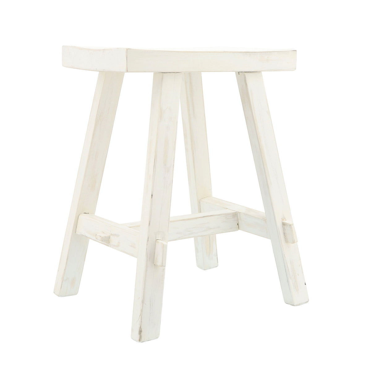 Wood 20" Rectangular Stool - White Wash