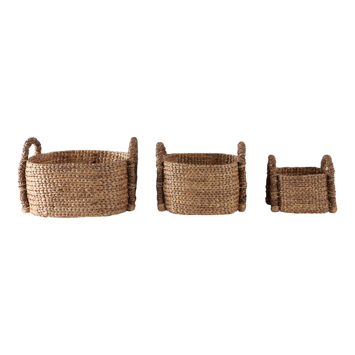 15 / 20 / 24" Oval Waterhyacinth Baskets (Set of 3) - Natural