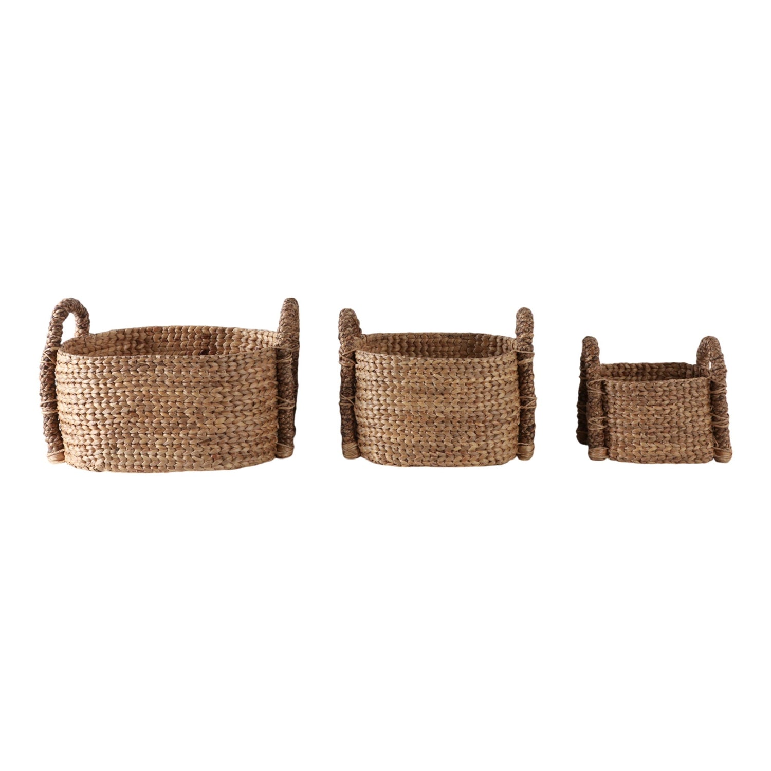 15 / 20 / 24" Oval Waterhyacinth Baskets (Set of 3) - Natural
