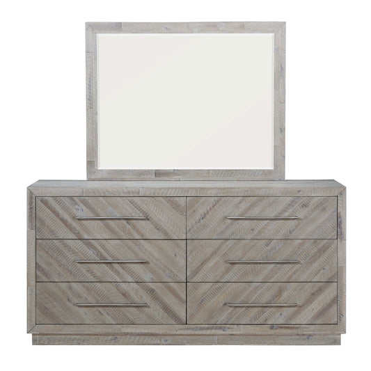 Alexandra Solid Wood Six Drawer Dresser in Rustic Latte