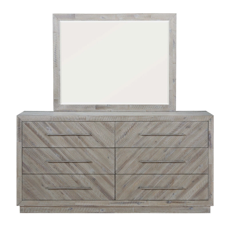 Alexandra Solid Wood Six Drawer Dresser in Rustic Latte