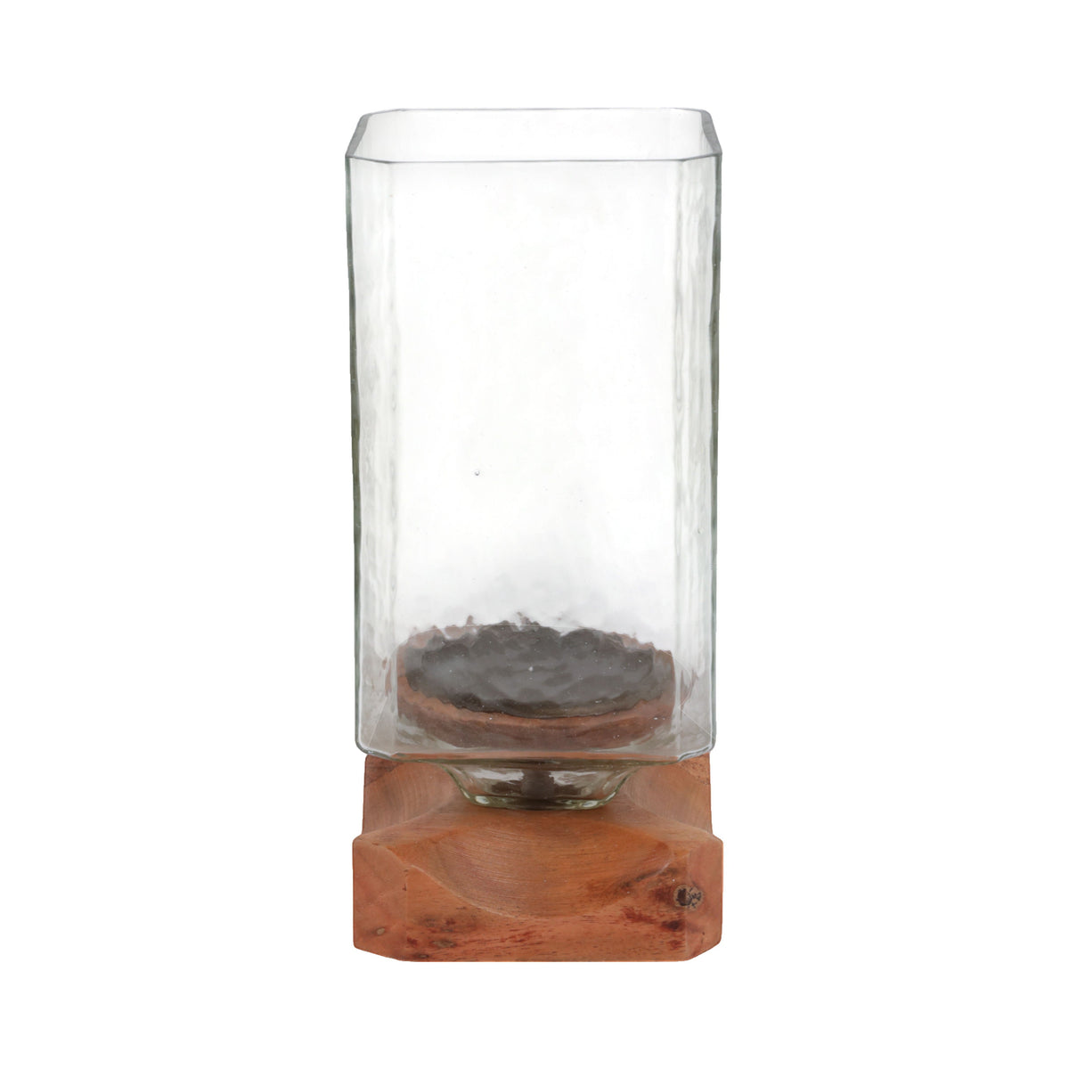 Jarvie Large Wood And Glass Candle Hurricane - Brown