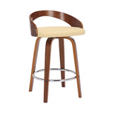 Sonia - 26" Counter Height Swivel Bar Stool - Walnut Wood