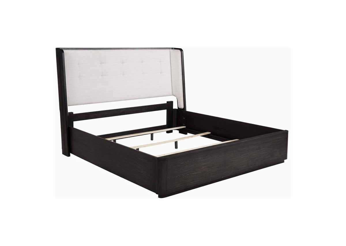 222491KE Leandro 55-inch Eastern King Wingback Bed Burnished Black