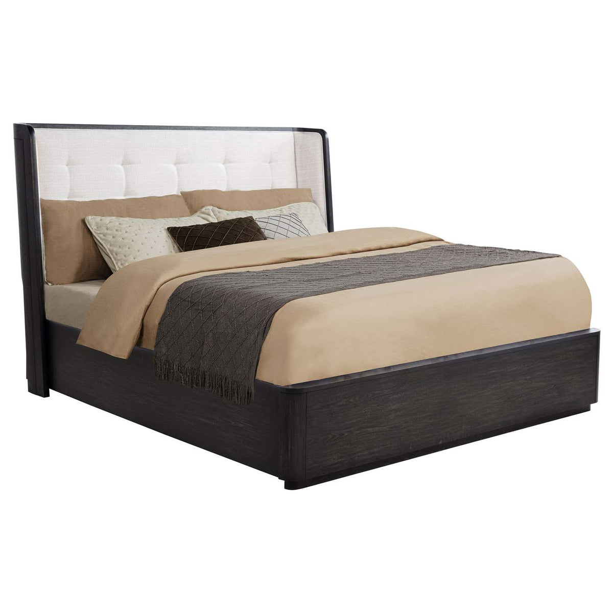 222491KE Leandro 55-inch Eastern King Wingback Bed Burnished Black