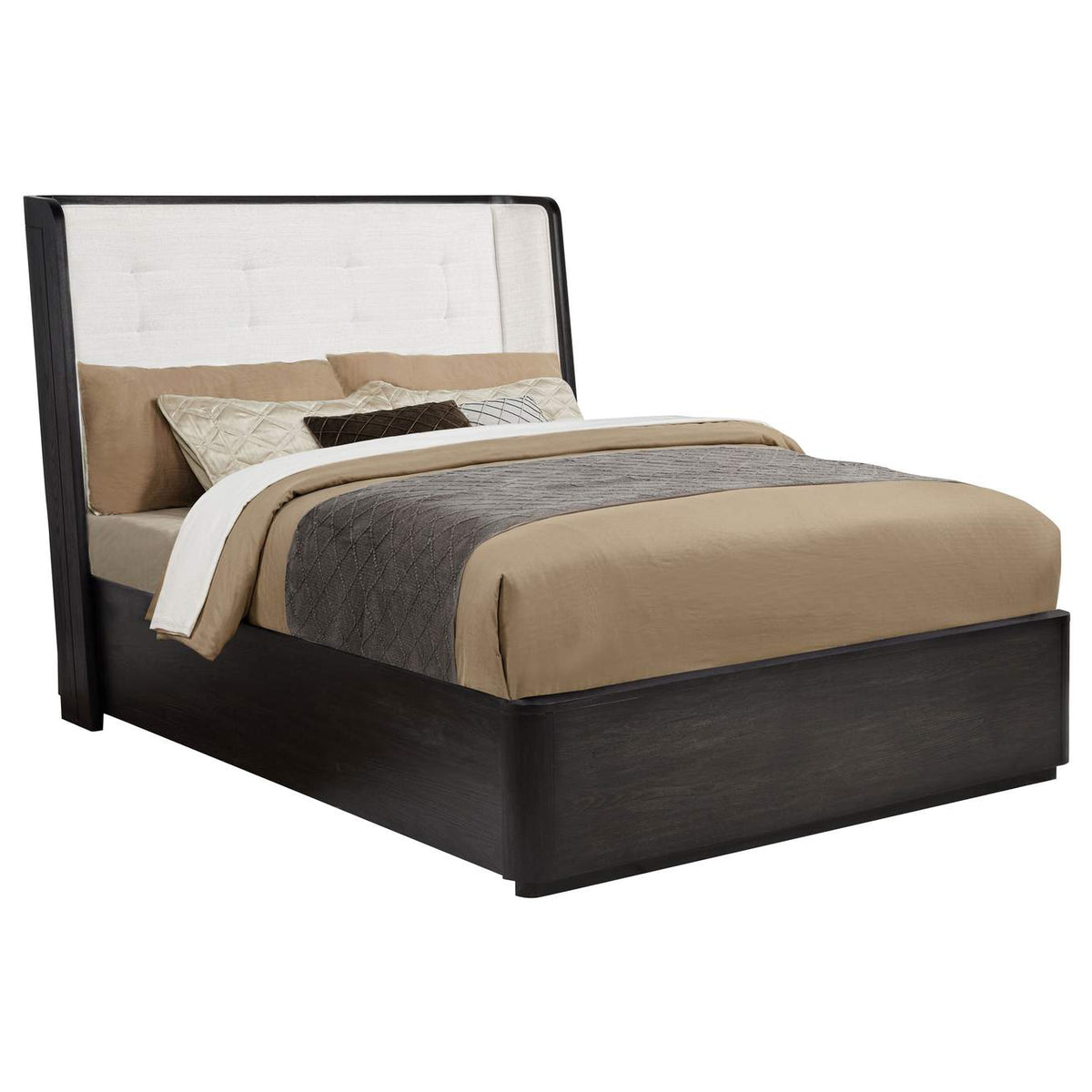 222491Q Leandro 55-inch Queen Wingback Bed Burnished Black