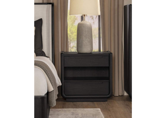 222492 Leandro 2-drawer LED Nightstand with USB Burnished Black