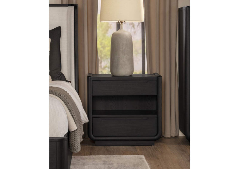 222492 Leandro 2-drawer LED Nightstand with USB Burnished Black