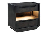 222492 Leandro 2-drawer LED Nightstand with USB Burnished Black