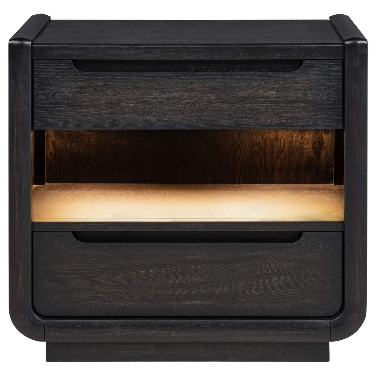 222492 Leandro 2-drawer LED Nightstand with USB Burnished Black