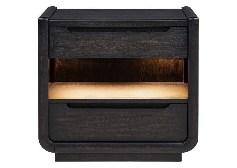222492 Leandro 2-drawer LED Nightstand with USB Burnished Black