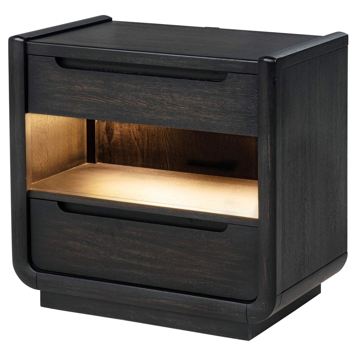 222492 Leandro 2-drawer LED Nightstand with USB Burnished Black