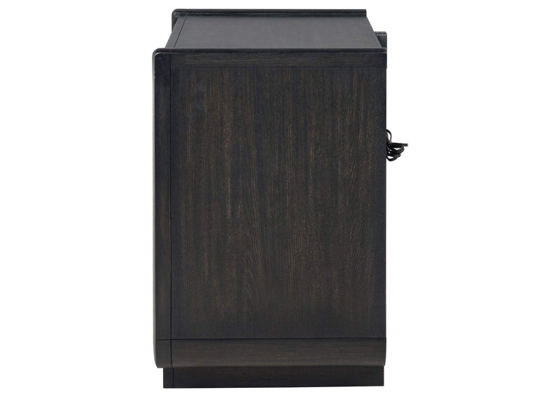 222492 Leandro 2-drawer LED Nightstand with USB Burnished Black
