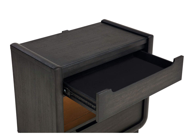 222492 Leandro 2-drawer LED Nightstand with USB Burnished Black