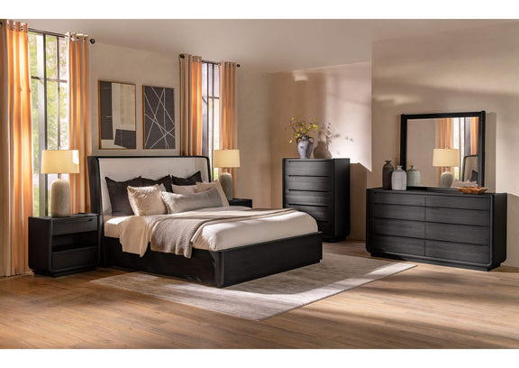 222492 Leandro 2-drawer LED Nightstand with USB Burnished Black