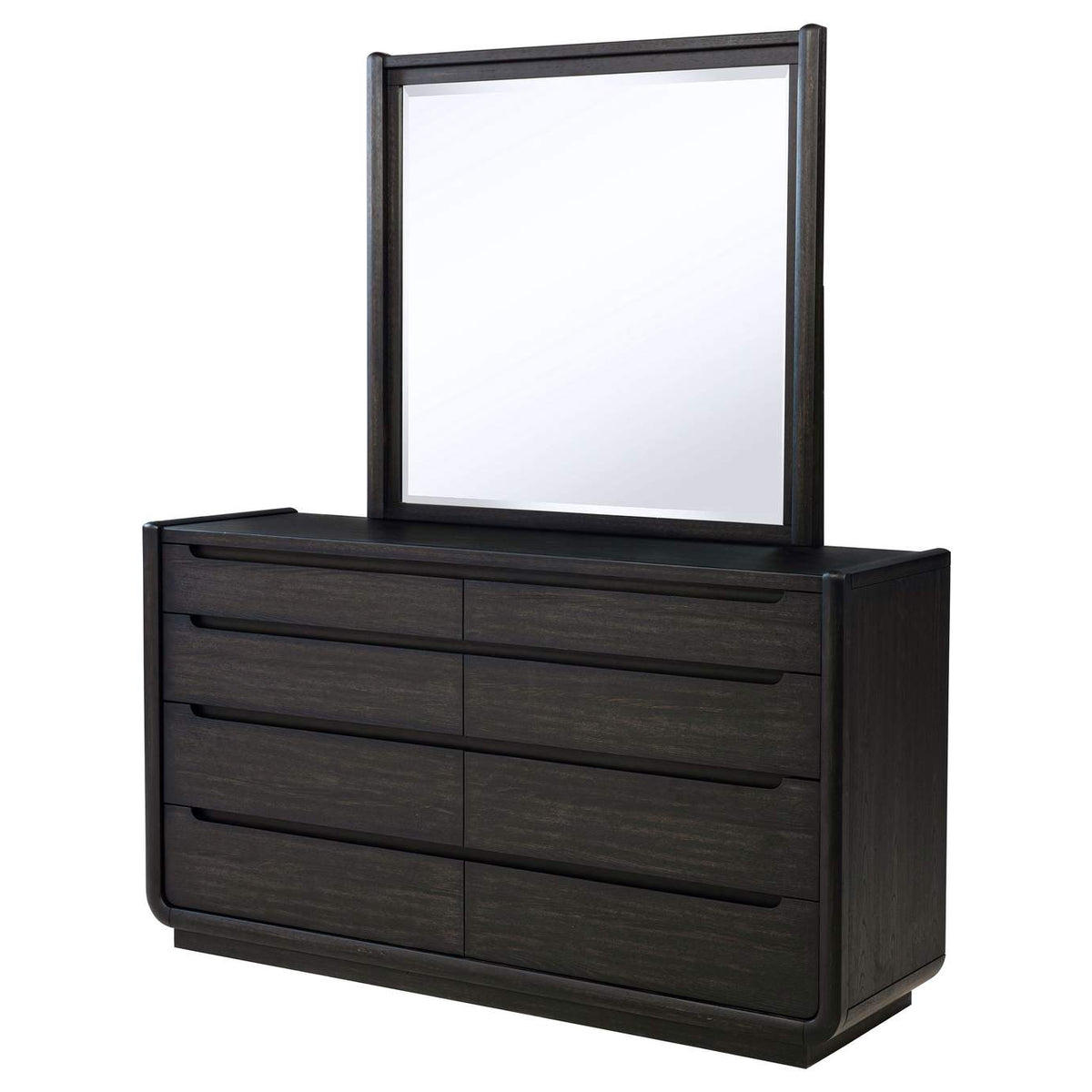 222493M Leandro 8-drawer Bedroom Dresser with Mirror Burnished Black