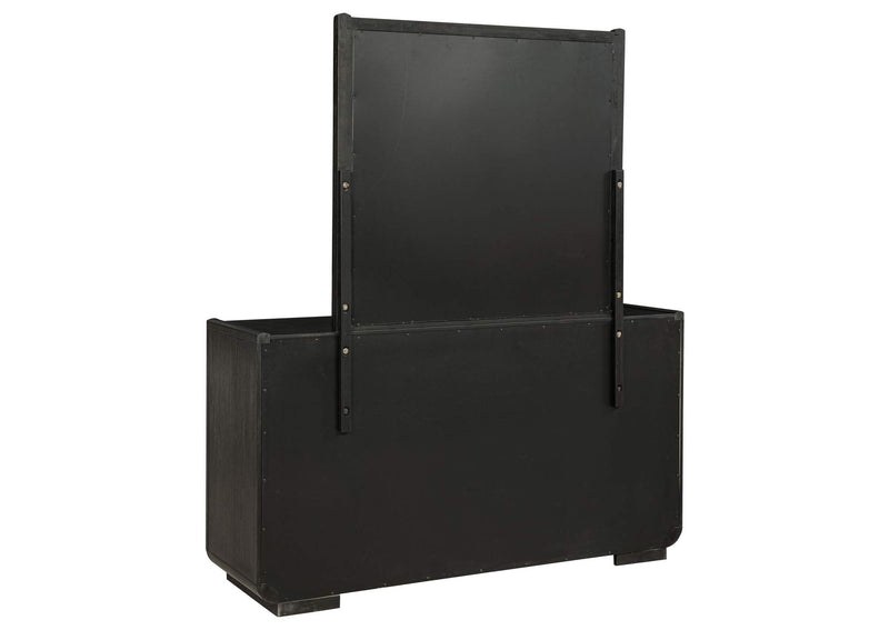 222493M Leandro 8-drawer Bedroom Dresser with Mirror Burnished Black